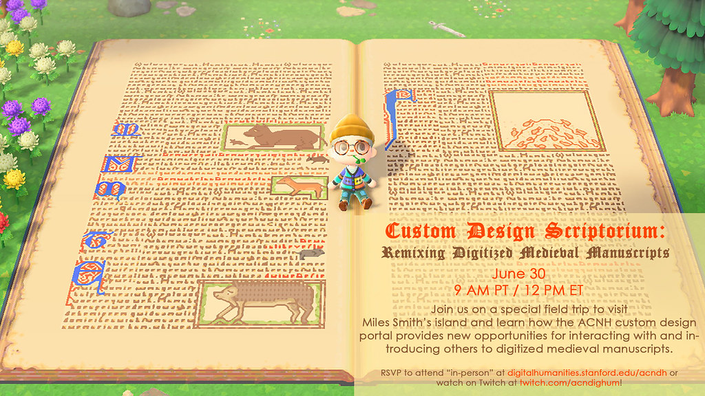 Virtual Miles on their island sitting on a virtual manuscript