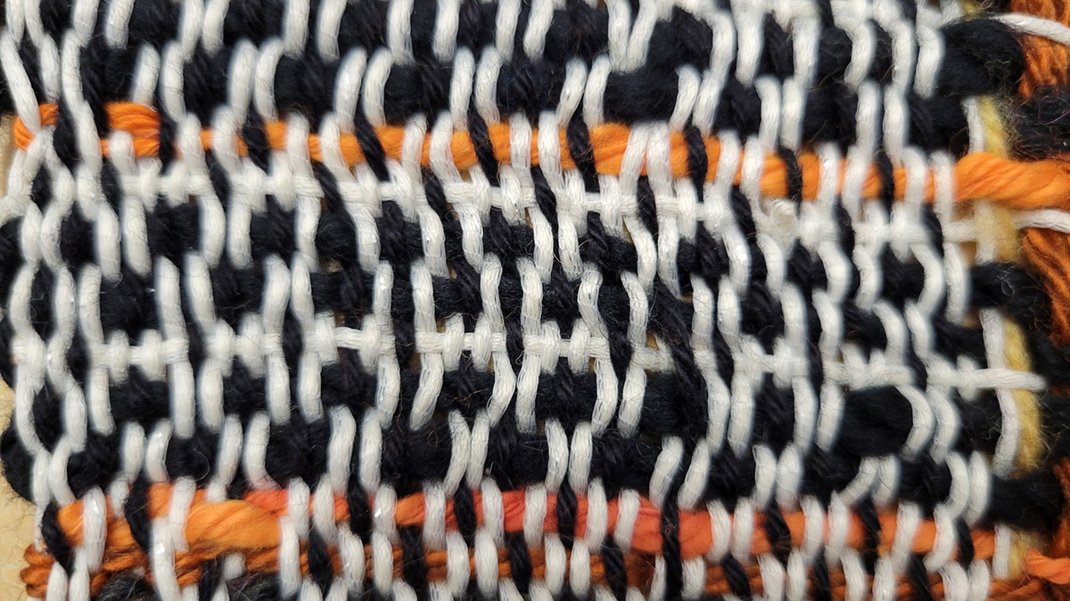 Black and white pattern, thick yarn